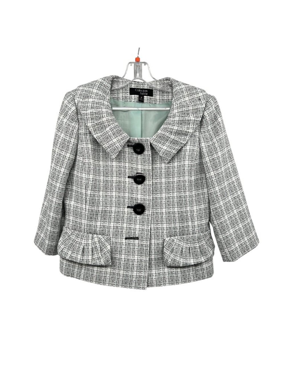 Collections by Le Suit Womens Cropped Blazer Mint/Multi Button Up Size 6